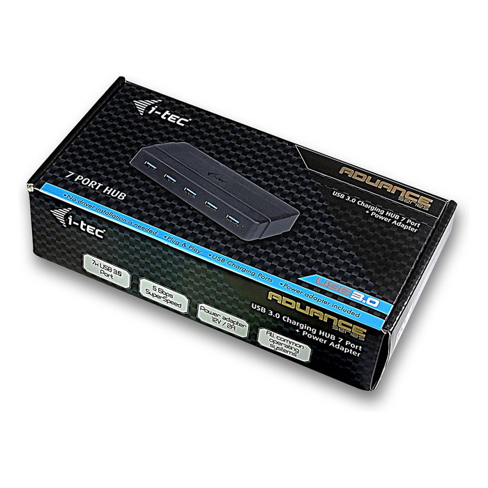 I-TEC Hub USB 3.0 de 7 Puertos para Carga con Adaptador de Corriente I-TEC Hub USB 3.0 de 7 Puertos para Carga con Adaptador de Corriente