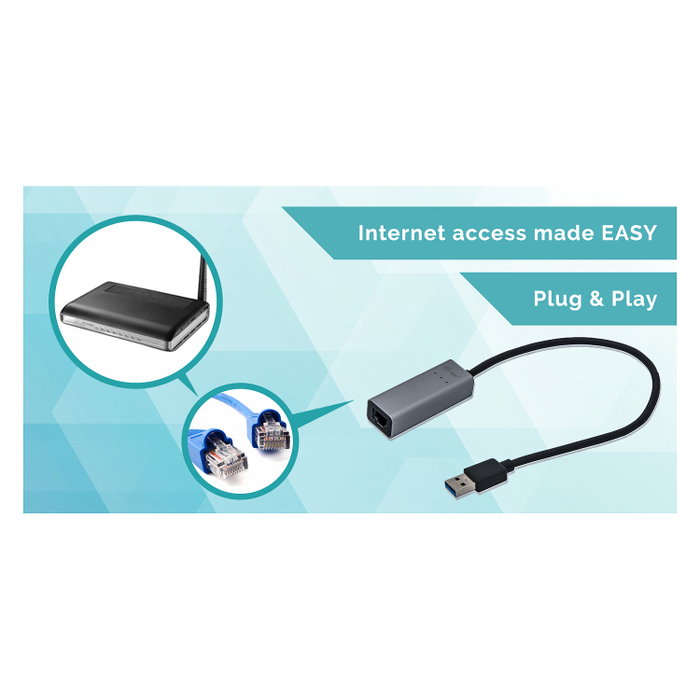 I-tec Adaptador USB 3.0 a Gigabit Ethernet Metal Negro/Gris