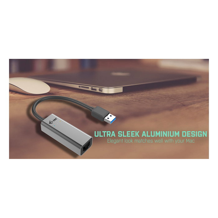I-tec Adaptador USB 3.0 a Gigabit Ethernet Metal Negro/Gris