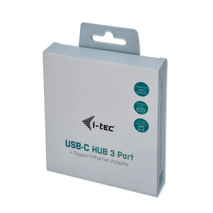 i-tec C31METALG3HUB Hub USB-C 3x USB 3.0 + Ethernet Gigabit - Hub de Bahía para MacBook, PC - Aluminio Gris
