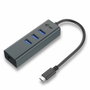 I-TEC Hub USB-C Metálico con 3 Puertos USB 3.0 y Gigabit Ethernet