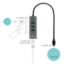 Hub USB C i-Tec C31METALG3HUB Gris 60 W