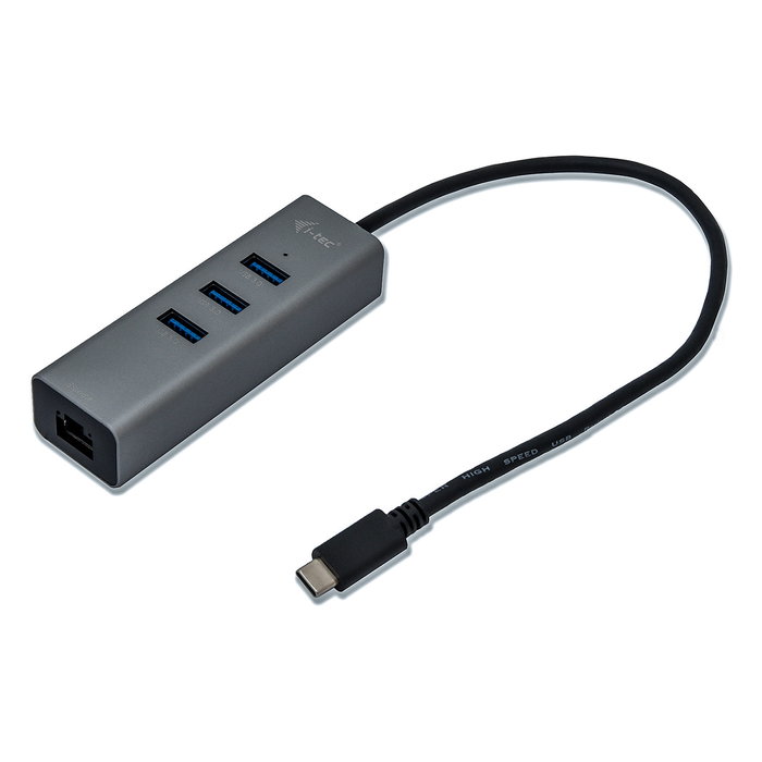 I-TEC Hub USB-C Metálico con 3 Puertos USB 3.0 y Gigabit Ethernet I-TEC Hub USB-C Metálico con 3 Puertos USB 3.0 y Gigabit Ethernet