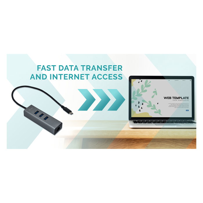 I-TEC Hub USB-C Metálico con 3 Puertos USB 3.0 y Gigabit Ethernet I-TEC Hub USB-C Metálico con 3 Puertos USB 3.0 y Gigabit Ethernet