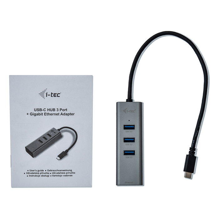 I-TEC Hub USB-C Metálico con 3 Puertos USB 3.0 y Gigabit Ethernet I-TEC Hub USB-C Metálico con 3 Puertos USB 3.0 y Gigabit Ethernet