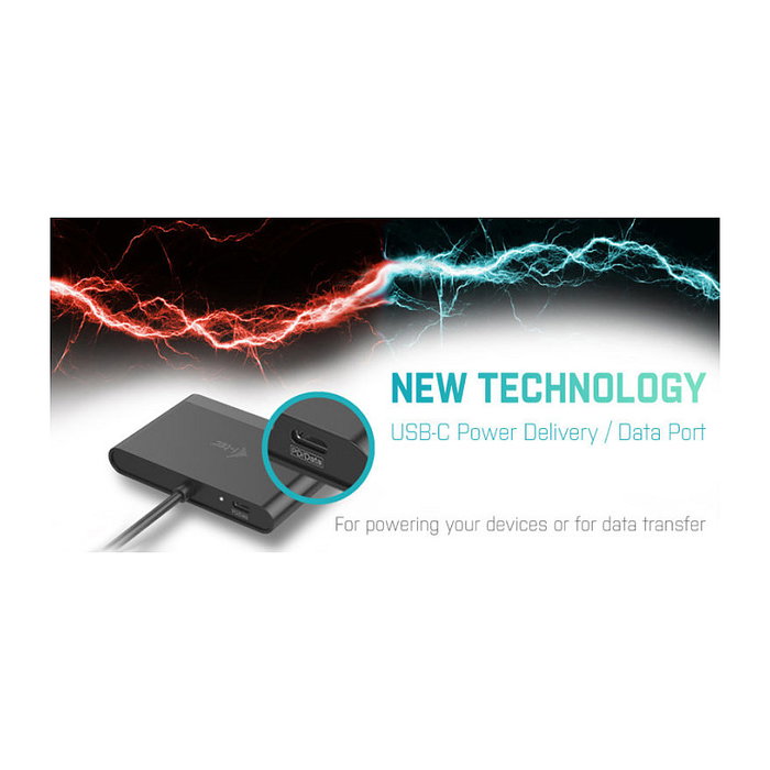 I-Tec RTS5403/RTS5404/RTS5411/PS176 Adaptador de Viaje USB-C a HDMI con 2 Puertos USB 3.2, Negro