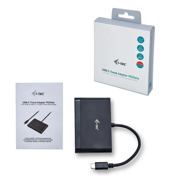 i-tec C31DTPDHDMI Adaptador USB-C a HDMI con 4K, Power Delivery 60W, 2x USB 3.0, Compatible con MacBook, Dell XPS, para Portátil, Tablet y Smartphone