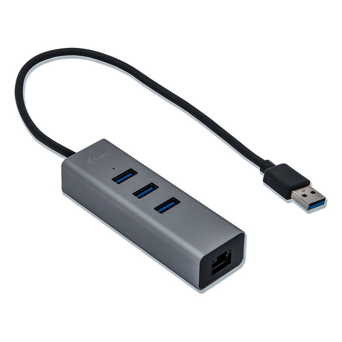 I-tec Hub USB 3.0 Metálico con 3 Puertos USB 3.0 y Adaptador Gigabit Ethernet Gris I-tec Hub USB 3.0 Metálico con 3 Puertos USB 3.0 y Adaptador Gigabit Ethernet Gris
