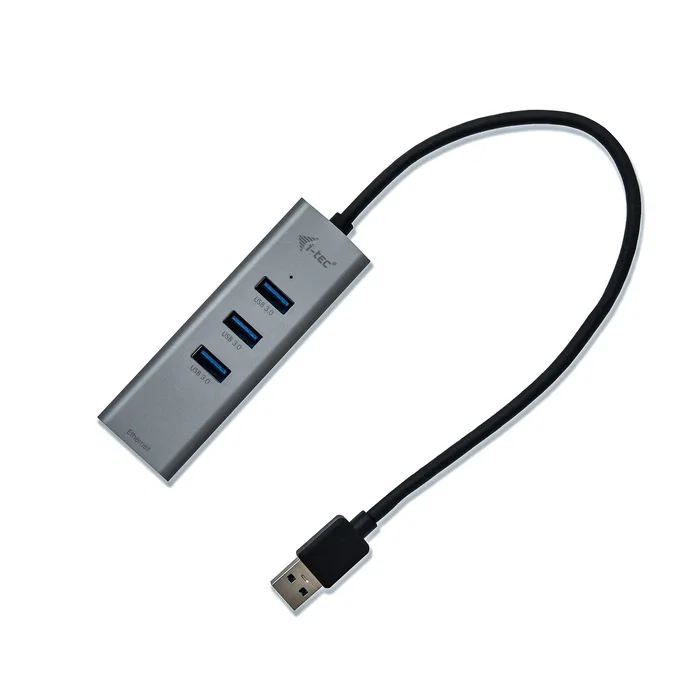 I-TEC U3METALG3HUB Hub USB 3.0 de 3 Puertos y Adaptador Gigabit Ethernet RJ-45, Metal, Gris, 5000 Mbit/s, Plug & Play, Compatible con Windows, macOS, Linux