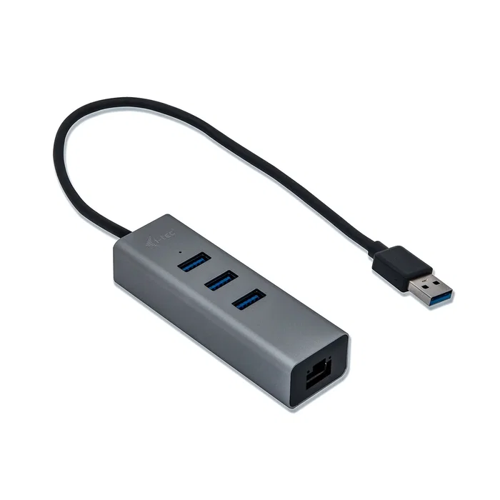 I-TEC U3METALG3HUB Hub USB 3.0 de 3 Puertos y Adaptador Gigabit Ethernet RJ-45, Metal, Gris, 5000 Mbit/s, Plug & Play, Compatible con Windows, macOS, Linux
