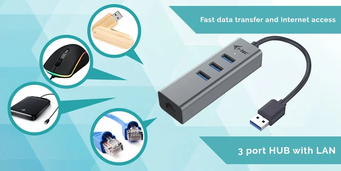 I-TEC U3METALG3HUB Hub USB 3.0 de 3 Puertos y Adaptador Gigabit Ethernet RJ-45, Metal, Gris, 5000 Mbit/s, Plug & Play, Compatible con Windows, macOS, Linux