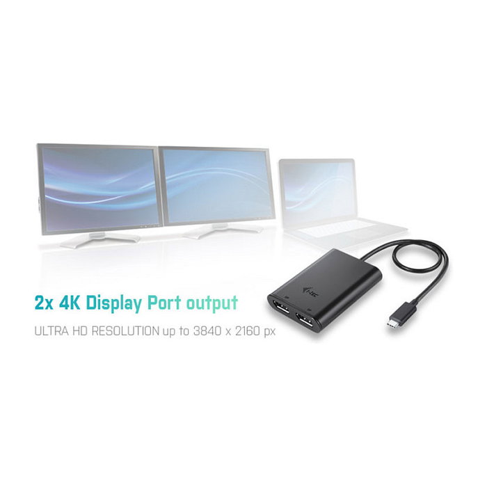 ADAPTADOR DE VÍDEO I-TEC C31DUAL4KDP - USB TIPO-C 3.1 A 2 SALIDAS DISPLAY PORT 1.2 - MAX. 3840*2160 / 30HZ