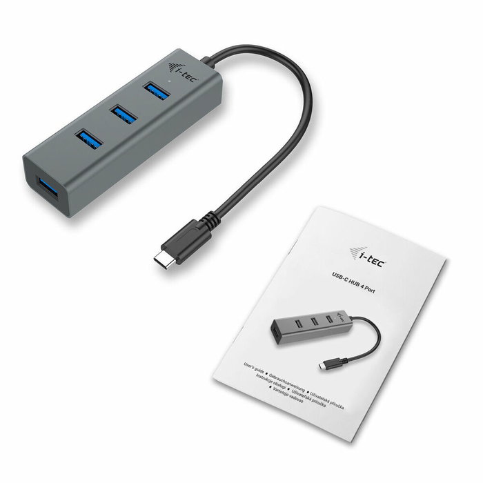 I-Tec Hub USB-C Metal con 4 Puertos USB 3.0 Gris