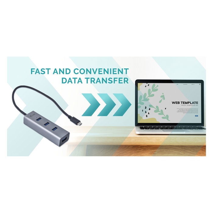 I-Tec Hub USB-C Metal con 4 Puertos USB 3.0 Gris