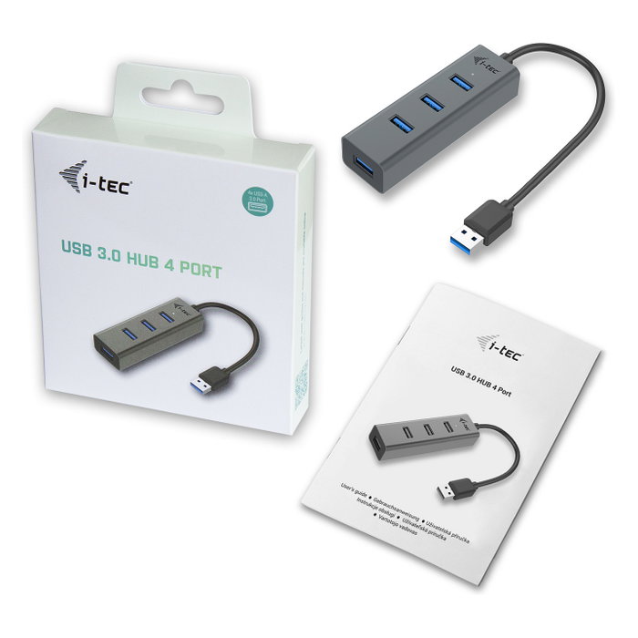 I-tec Hub USB 3.0 Metálico con 4 Puertos Gris I-tec Hub USB 3.0 Metálico con 4 Puertos Gris