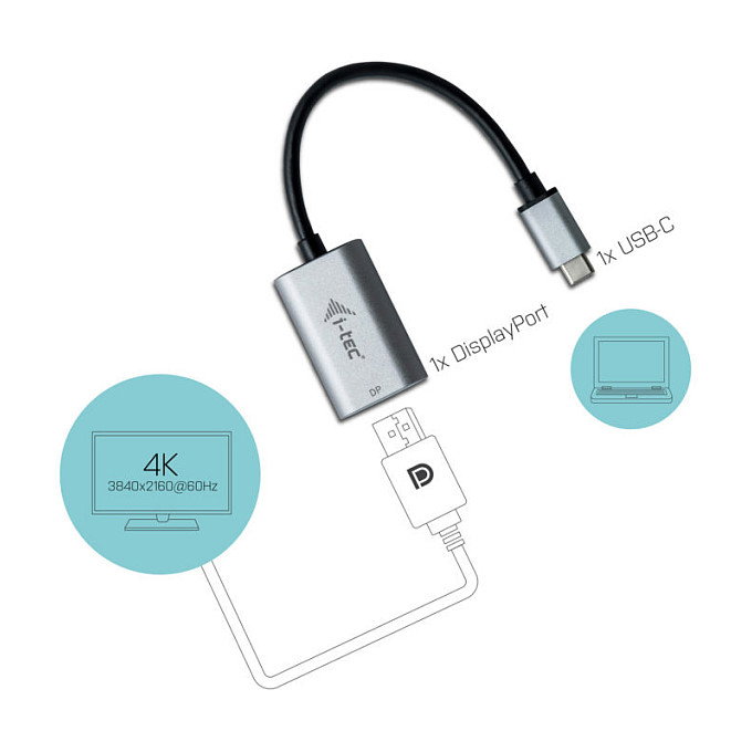 I-Tec Adaptador USB-C a DisplayPort 4K 60Hz Metal