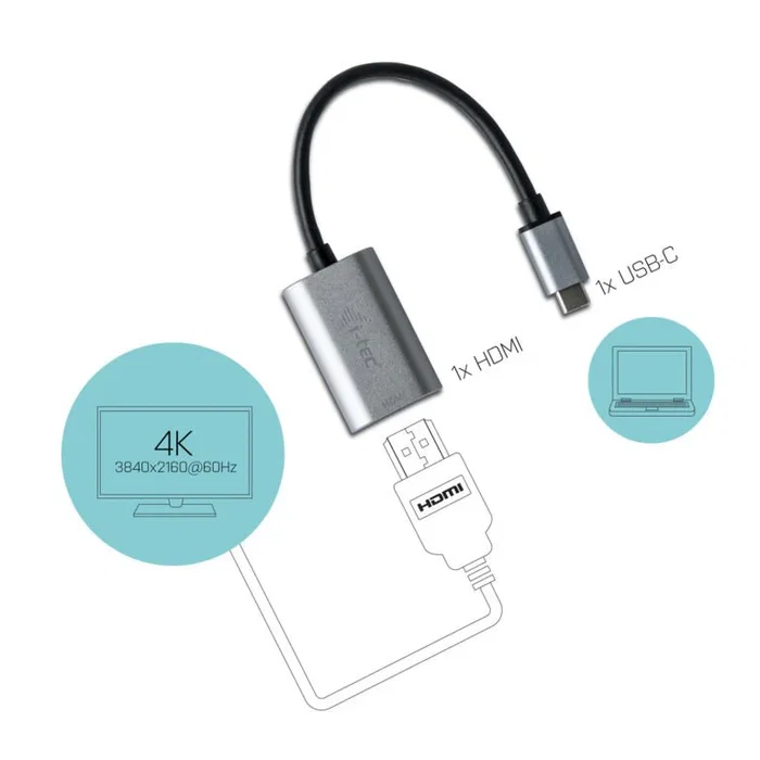 Adaptador USB-C a HDMI i-Tec C31METALHDMI60HZ Gris Turquesa 15 cm