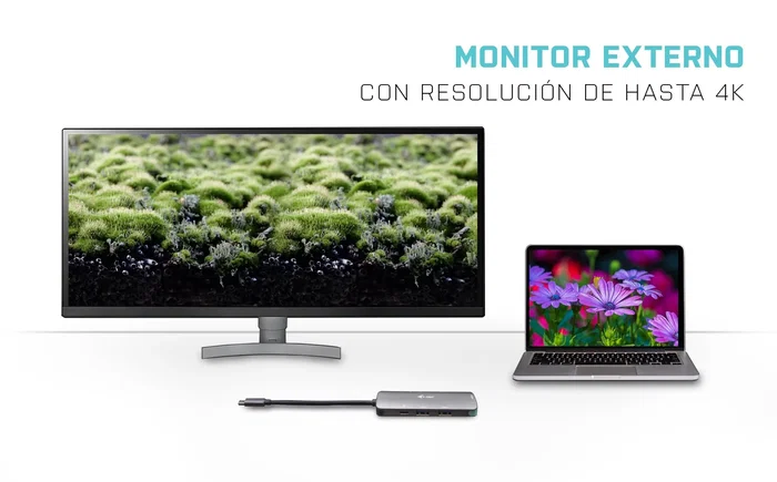 i-tec Docking Station USB-C C31NANODOCKPD 60W Power Delivery, 3x USB 3.0, Puerto HDMI 4K, Lector Tarjetas SD/microSD, Plata/Turquesa, para Portátil y Smartphone