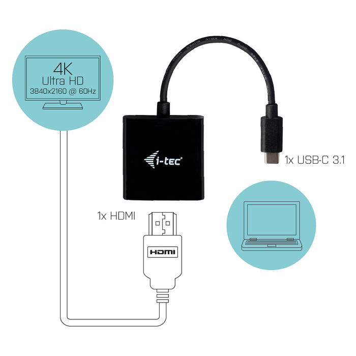 I-Tec Adaptador USB-C a HDMI I-TEC USB-C HDMI ADAPTER 4K/60 - Soporta 4K a 60 Hz, Compatible con USB Tipo C I-Tec Adaptador USB-C a HDMI I-TEC USB-C HDMI ADAPTER 4K/60 - Soporta 4K a 60 Hz, Compatible con USB Tipo C