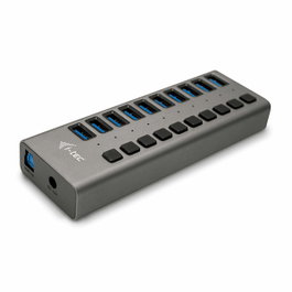 I-tec Hub USB 3.0 de Carga con 10 Puertos y Adaptador 48W Gris