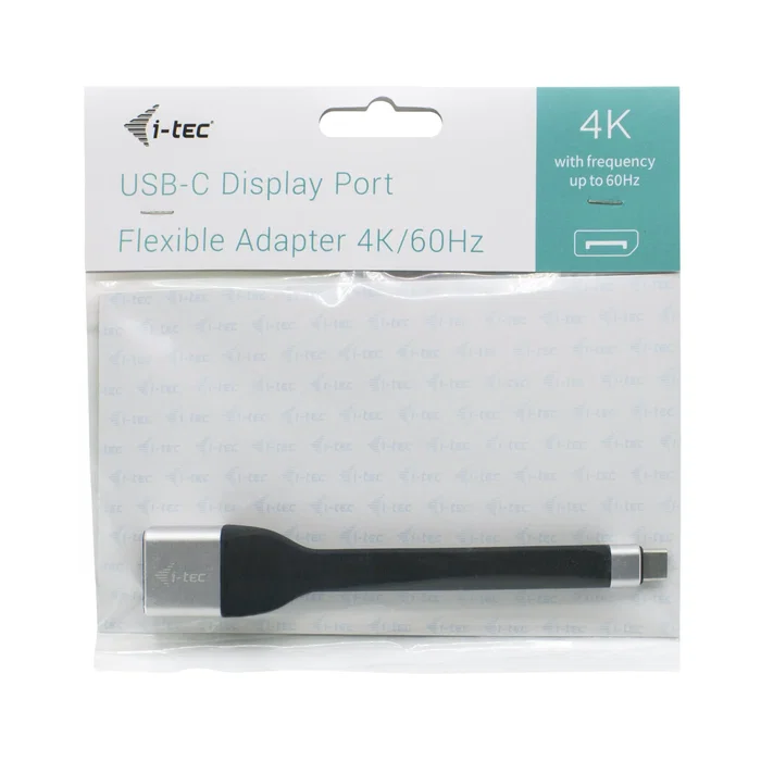 i-tec C31FLATDP60HZ Adaptador Cable USB-C a DisplayPort 4K Ultra HD 3840x2160 60Hz 10 Gbit/s, Conector USB-C Macho a DisplayPort Hembra 11.5 cm, Negro