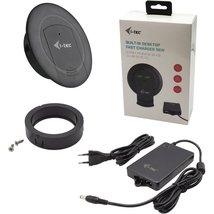 i-tec CHARGER96WD Cargador de Escritorio USB-C PD 3.0 60W y 3x USB-A QC 3.0 96W Negro - Carga Rápida para Ordenador, Tablet, Teléfono Móvil i-tec CHARGER96WD Cargador de Escritorio USB-C PD 3.0 60W y 3x USB-A QC 3.0 96W Negro - Carga Rápida para Ordenador, Tablet, Teléfono Móvil