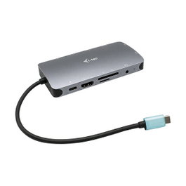 I-TEC D I-TEC USB-C NANO DOCK HDMI/VGA, Base Metal USB-C Nano para Viaje con HDMI, VGA, LAN, 100W PD, 3.5mm, Lector SD/MicroSD, Plata