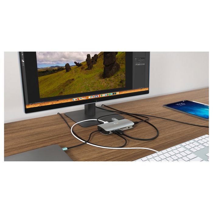 I-TEC D I-TEC USB-C NANO DOCK HDMI/VGA, Base Metal USB-C Nano para Viaje con HDMI, VGA, LAN, 100W PD, 3.5mm, Lector SD/MicroSD, Plata