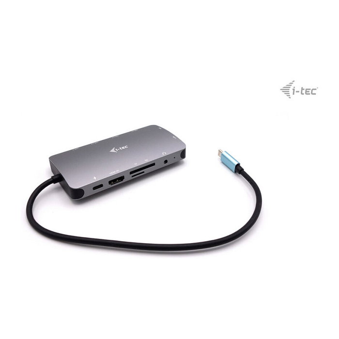 I-TEC D I-TEC USB-C NANO DOCK HDMI/VGA, Base Metal USB-C Nano para Viaje con HDMI, VGA, LAN, 100W PD, 3.5mm, Lector SD/MicroSD, Plata