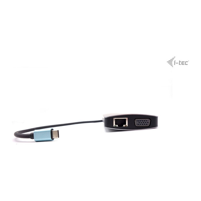 I-TEC D I-TEC USB-C NANO DOCK HDMI/VGA, Base Metal USB-C Nano para Viaje con HDMI, VGA, LAN, 100W PD, 3.5mm, Lector SD/MicroSD, Plata