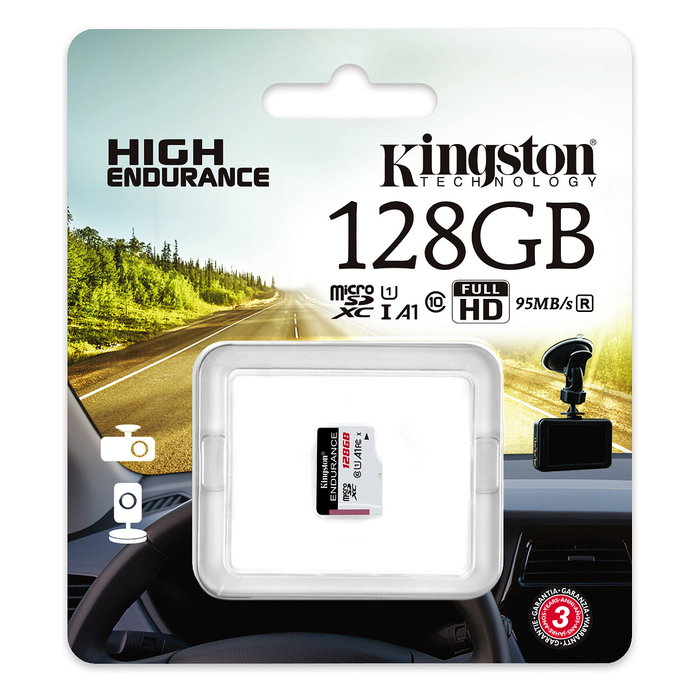 Kingston High Endurance Tarjeta MicroSDXC 128GB Clase 10 UHS-I U1 A1 Velocidad Lectura 95MB/s Kingston High Endurance Tarjeta MicroSDXC 128GB Clase 10 UHS-I U1 A1 Velocidad Lectura 95MB/s