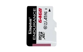 Kingston High-Endurance Tarjeta MicroSDXC 64 GB UHS-I U1 Clase 10 A1 95MB/s Lectura 30MB/s Escritura Resistente Agua IPX7 para Cámaras de Seguridad