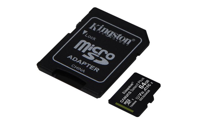 Kingston Canvas Select Plus microSDXC Tarjeta 64 GB UHS-I U1 Clase 10 A1 para Android con Adaptador SD, 3.3 V