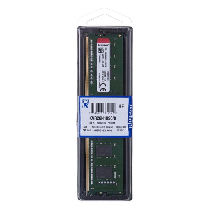 Kingston KVR26N19S6/8 Memoria RAM 8 GB DDR4 2666 MHz CL19 DIMM Kingston KVR26N19S6/8 Memoria RAM 8 GB DDR4 2666 MHz CL19 DIMM