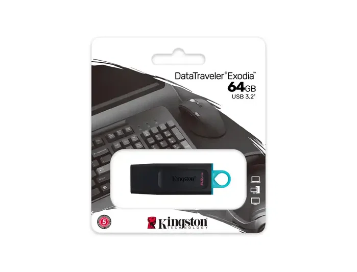 Kingston DataTraveler Exodia 64 GB USB 3.2 Gen 1 Negro/Turquesa Kingston DataTraveler Exodia 64 GB USB 3.2 Gen 1 Negro/Turquesa