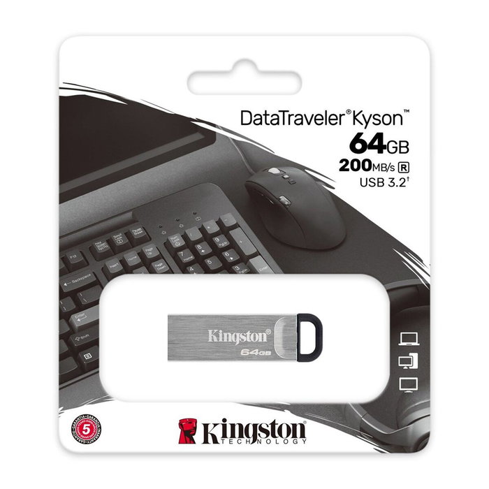Kingston DataTraveler Kyson 64 GB USB 3.2 Gen 1 Plata