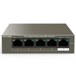 IP-COM G1105P-4-63W Switch Gigabit con 5 Puertos (4 con PoE+ de 30W, 58W Total) para Cámaras IP y AP, con VLAN y Protección 6KV