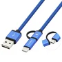 Coolbox Cable USB 2.0 COO-CAB-U2MC-BL, Reversible, USB-A a USB-C/Micro-USB, Azul, 1 m
