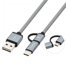 Coolbox cable usb 1 m usb a usb c/micro-usb b macho gris