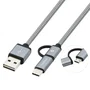 CoolBox COO-CAB-U2MC-GR Cable USB 2.0 1m, USB A a USB-C y Micro-USB B Reversible Macho Gris, para Datos y Carga