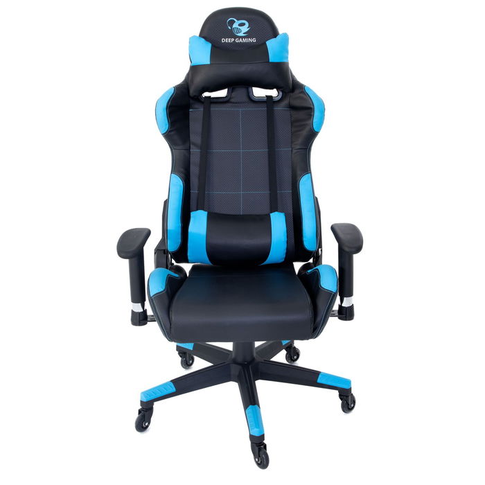 Coolbox Silla Gaming Deepcomand Tapizado Polipiel PU Fibra de Carbono Diseño Air Effect Ergonómica con Cojines Lumbar y Cervical