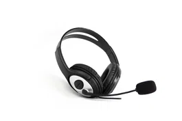 CoolBox Auriculares Alámbricos Diadema con Micrófono CoolChat 3.5 para Videollamadas, Música, Teletrabajo - Negro y Plata