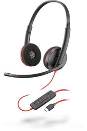 Poly Auricular USB-A, Diadema, Negro/Rojo