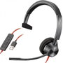 HP Poly Blackwire C3310 Auriculares de Diadema Monoaural con Micrófono y Control de Volumen, USB, Negro
