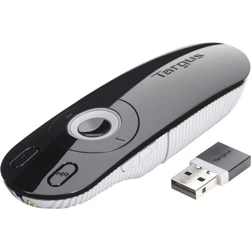 Targus Presentador Láser Inalámbrico con Puntero y Control Remoto, Tecnología KeyLock, 2.4 GHz, Alcance 15m, Negro/Gris
