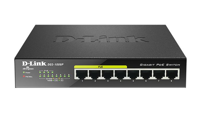 D-Link DGS-1008P Switch de 8 puertos Gigabit con 4 puertos PoE+ D-Link DGS-1008P Switch de 8 puertos Gigabit con 4 puertos PoE+