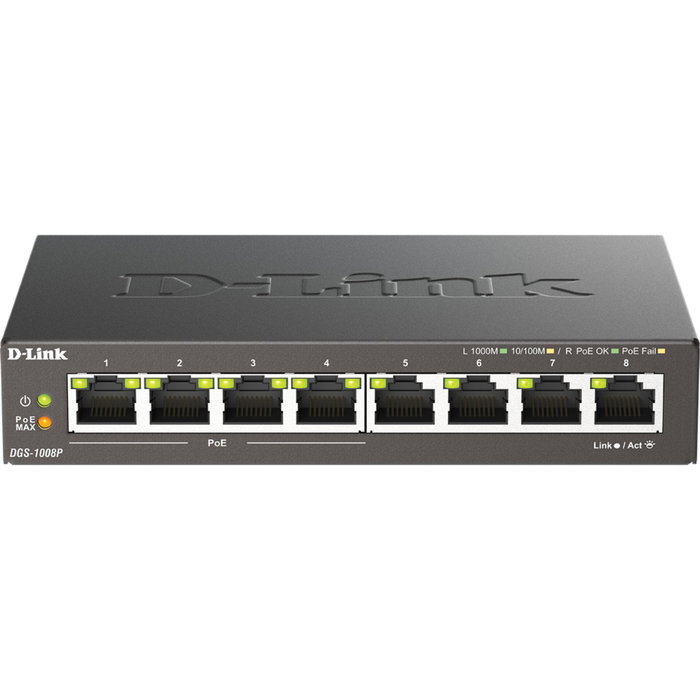 D-Link DGS-1008P Switch Gigabit de 8 puertos con 4 puertos PoE+