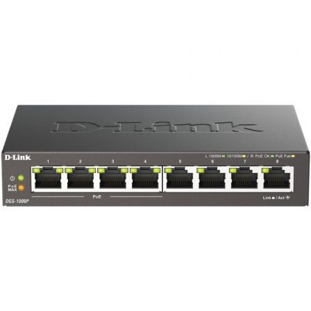 Dlink Switch DGS-1008P 8 Puertos RJ-45 Gigabit 10/100/1000 PoE