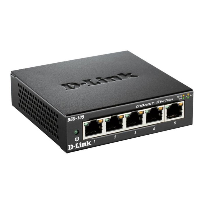 D-Link DGS-105 Switch de 5 Puertos Gigabit Ethernet Negro