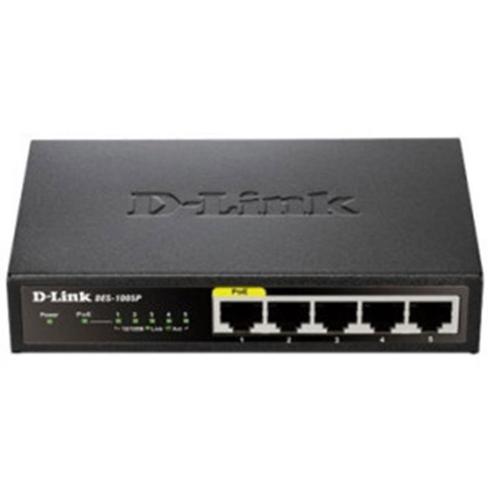 D-Link Switch DES-1005P 5 Puertos 10/100Mbps con PoE, Conmutador de Red para SOHO y Vigilancia Doméstica D-Link Switch DES-1005P 5 Puertos 10/100Mbps con PoE, Conmutador de Red para SOHO y Vigilancia Doméstica